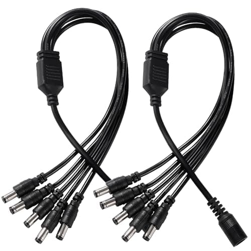 Image of KUOQIY 2 PCS 5.5x2.1 mm 5-24 V 1 Female to 5 Male DC Power Splitter Cable, 5 Way DC Power Cable, Camera Splitter Cables, for CCTV Cameras, LED Light Strip, Router and More