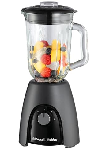 Image of Russell Hobbs Jug Blender [Smoothie Maker] Mixer for Juices & Baby Food (1.5L Glass Jar, 2 speeds & pulse settings, Stainless-steel blades, BPA-free, 850W Peak Power) Matte Charcoal 27121
