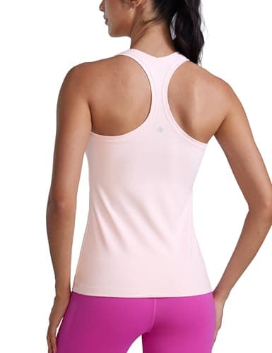 Image of CRZ YOGA Women's Butterluxe Workout Vest Tops Racerback Gym Yoga Tank Tops Lightweight Sleeveless Breathable Sports Shirts Strawberry Pink 10