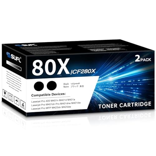 Image of 80X CF280X High Yield Toner Cartridge (Black, 2-Pack) Compatible 80X CF280A CF280X Black Toner Cartridges Replacement for HP Laserjet Pro 400 M401n M401dn MFP M425dn M401dne M401dw M425dw M425 Printer