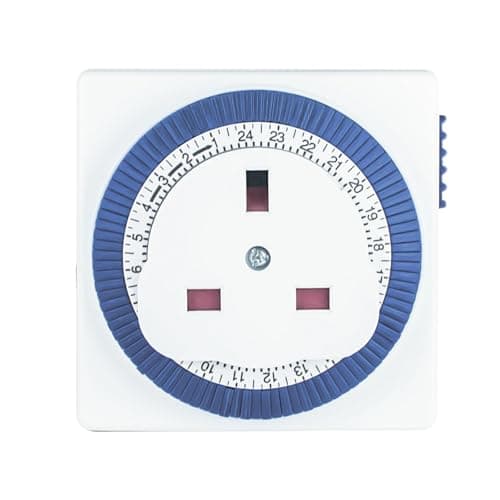 Image of Status: Timer Switch Square | 24 Hour Segment Timer Light Switch | White UK Plug | S24HRSQT4 | Mechanical Option A