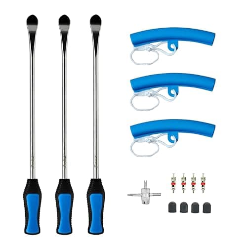 Image of ZERINT 14.5 Inch Manual Tyre Removal Tool 15 Pieces Bicycle Tyre Replacement Tool for Motorcycle Dirt Bike Lawn Tractor with 3 Rim Protectors & 3 Bicycle Levers
