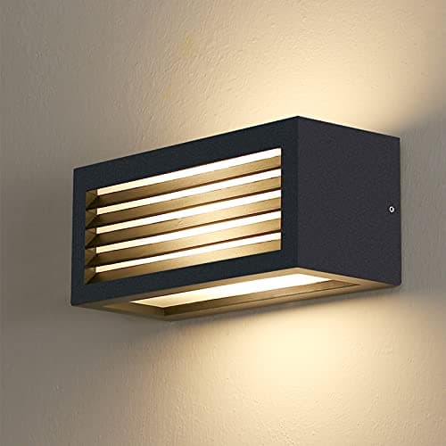 Image of HLFVLITE Outdoor Wall Light, Aluminum Outside Wall Lamp Up & Down Modern Exterior Wall Sconce, IP54 Waterproof, Anthracite Grey