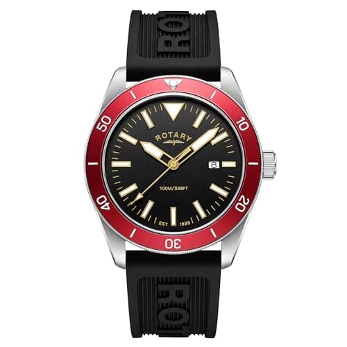 Image of Rotary Men's Apex100 Stainless Steel Black Silicone Strap Watch