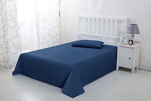 Image of Sonia Linens Home Basic Soft Brushed Microfibre Flat Sheet - Non Iron Breathable Hypoallergenic Top Sheet (Navy, Single)