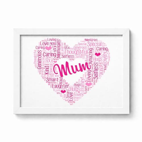 Image of Violet Grace Personalised Heart Word Art Print - Mummy, Mum Love Heart Picture Gift From Kids - A5, A4, A3 Poster Prints & Framed