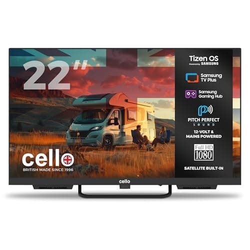 Image of Cello Ctrav-22TZ 22" Tizen OS Smart LED 12V Traveller TV, By Samsung, Built in Satellite, Gaming Hub, Pitch Perfect Speakers, Bluetooth, Netflix, UK Made, ideal Motorhomes, HGVs & Boats