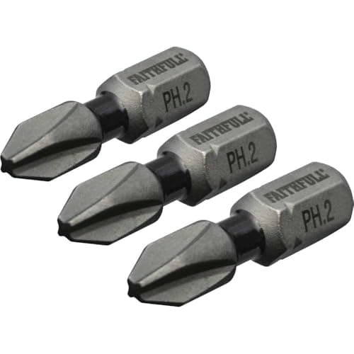 Image of Faithfull PH2 x 25mm Phillips Impact Screwdriver Bits Multi Colour