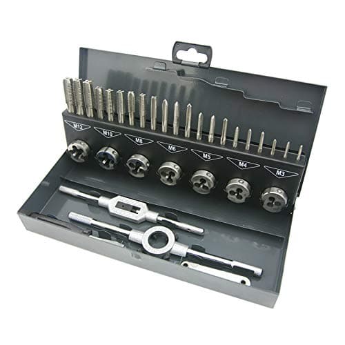Image of NORTOOLS 32 PCS Professional Tap and Die Set | DIN Standard HSS Steel | Metal Carrying Case | for M3-M12 Threading and Tapping Tools with Tap Wrench and Screw Pitch Gauge