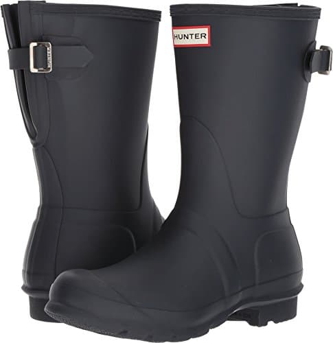 Image of HUNTER Original On The Back Adjustable Short Wellington Boots Ladies Navy, darkblue, 9 UK