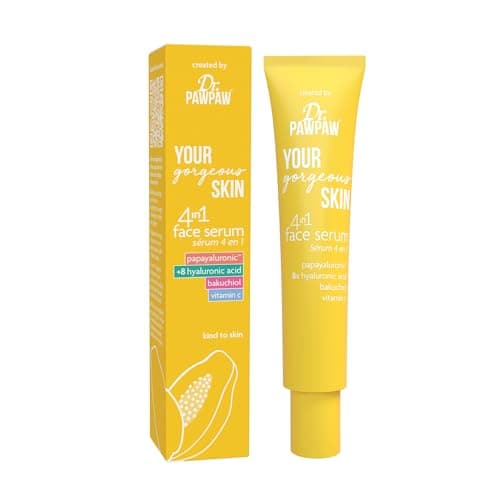 Image of Dr.PAWPAW YOUR Gorgeous SKIN 4 in 1 Face Serum (30ml), Vegan Multi-Benefit Serum with PAPAYALURONIC, Vitamin C & Bakuchiol, Hydrating, Brightening & Anti-Ageing Face Treatment