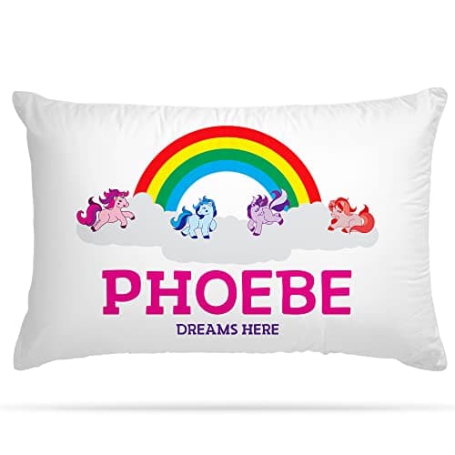 Image of Shopsharks Customised Unicorn Rainbow Kids Pillow Case Cushion Cover with 5 Colour Option Personalised Gifts for Room Decor - Home Decor & Birthday Decoration for Girls
