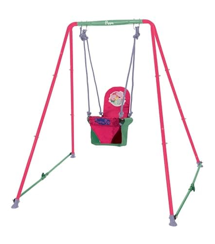 Image of Peppa Pig Fast Folding Baby Swing Set | Indoor Outdoor Garden Toddler Swing | Adjustable Kids Seat Chair with Safety Harness | Ages 6-36m