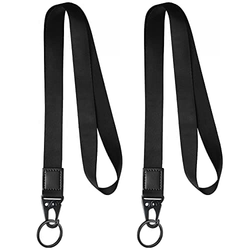 Image of Vicloon Lanyard Neck Strap, 2pcs Badge Lanyards, Neck Leather Lanyard Polyester Neck Strap with Olecranon buckle Detachable Lanyards for ID Badge Holder Keys Phone (Black)