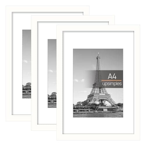 Image of upsimples Set of 3 Photo Frames 21 x 29.7 cm, A4 White Frame for Photos, Images, Posters, Puzzles