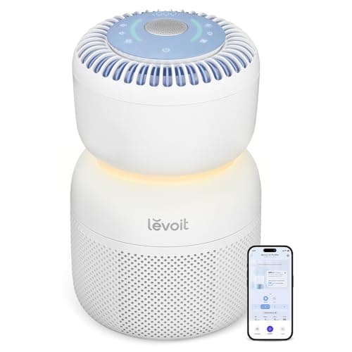 Image of LEVOIT Air Purifier with 5 Air Monitor, White Noise and Blue-Light-Free Night Light for Bedroom Home Baby, HEPA Filter Removes Ultrafine Particles, Smart WiFi, Sprout