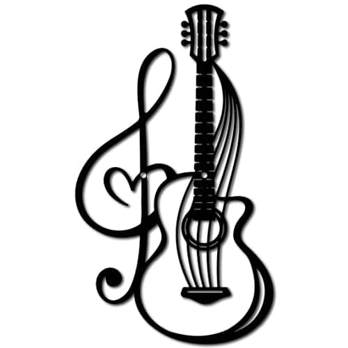 Image of CREATCABIN Metal Music Wall Art Decor - Black Notation Laser Cut Hanging Decoration Sculpture, Minimalist Gift for Music Lover, Patio Garden Bedroom Office - 11.8x7Inch