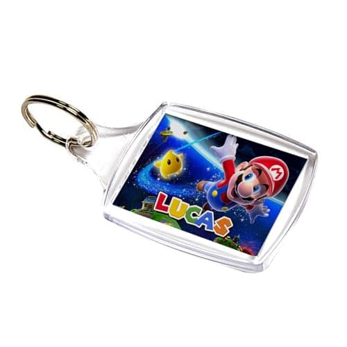 Image of Getagift Personalised ANY NAME Ma-rio funny Video Gamer, Gaming Enthusiast Gift for Kids,Back to School, MDF and Rectangle A5 Key Ring, Keychain. (A5 Keyring)