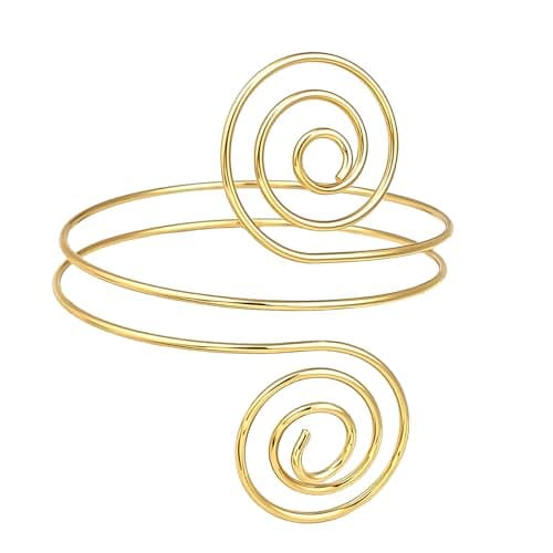Image of MFUOE Armlet Arm Cuff Adjustable Gold Open Armlet Coil Fashion Wrist Wrap Bracelets Greek Goddess Costume Accessories for Women