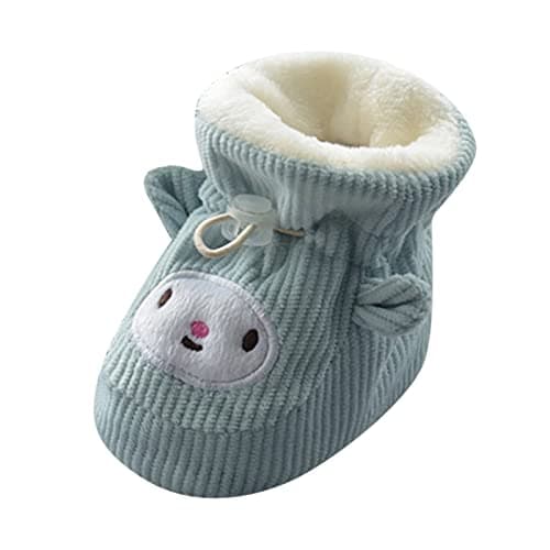 Image of Akgukrseh Children Floor Boots Toddler Shoes Cotton Velvet Thick Warm Soft Soles Cute Shoes Baby Girl Boots Size 6 (Blue, 6-12 Months)