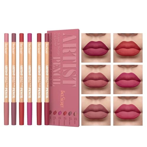 Image of 6 PCS Lip Liner Pencil Set - Matte Nude Lip Contour Lipliner, Waterproof Long Lasting Lipstick Lip Liner Set, Smudge-Proof Lip Liner Pen (# 03 Pink Rosy)