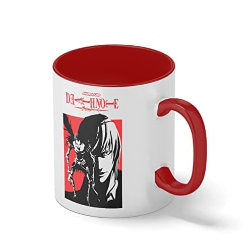 Image of Death Note Ryuk White Coffee Mug with Red Rim & Handle