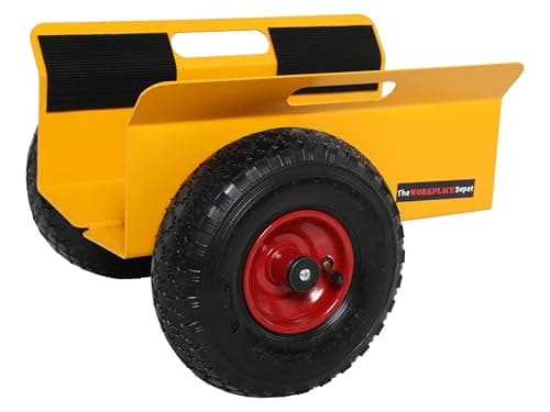 Image of Board & Panel Dolly, Heavy Duty Yellow Hinged Clamp Trolley on Pneumatic Tyres with Anti Slip Rubber Liner for Doors & Long Goods