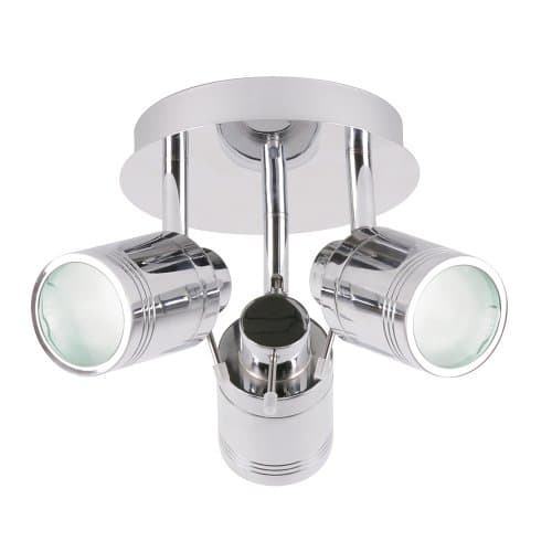 Image of LITECRAFT Spotlight Plate Bathroom IP44 Rated Ceiling 3 Light - Polished Chrome