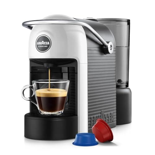 Image of Lavazza, A Modo Mio Jolie EVO, Coffee Capsule Machine, Made from 36% Recycled Plastic, Compatible with A Modo Mio Pods, with Removable Cup Rest, Automatic Shut-Off, 1250 W, 220–240 V, 50–60 Hz, White