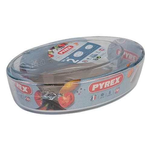 Image of Pyrex Essentials 2 Piece Roaster Set Oval 26x18cm and 21x13cm