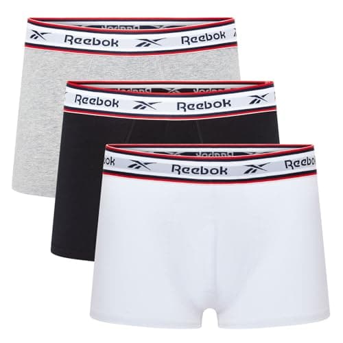 Image of Reebok Barlow Men's Trunks - Pack of 3 | Mens Trunks, Breathable & Stretchable Underwear for Men | Multipack Mens Underwear Cotton | Black, White & Grey