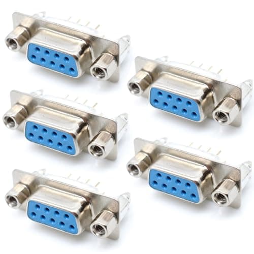 Image of Ganasome 5 Pcs DP9 Female D-Sub PCB Connectors with 9 Pins, 180-Degree Lock Screw