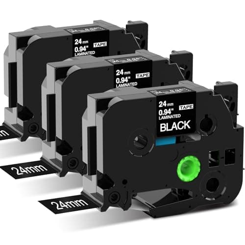 Image of 3X MarkField Compatible 24mm Label Tape Replacement for Brother P-Touch TZ TZe-355 0.94" White on Black Laminated Tape for Label Maker PT-P700 D600 P750W P900W P910BT P900 2430