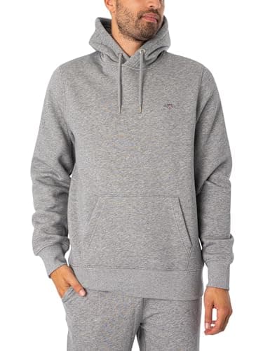 Image of GANT Men's Regular Hoodie, Grey Melange, Grey Mix, M