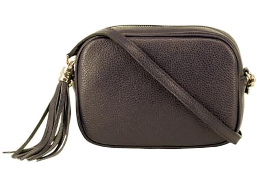 Image of Montte Di Jinne Italian Leather Crossbody Bag for Women – Handmade Soft Genuine Leather Camera Bag with Tassel, Adjustable Strap, Made in Italy (DARK CHOCOLATE)