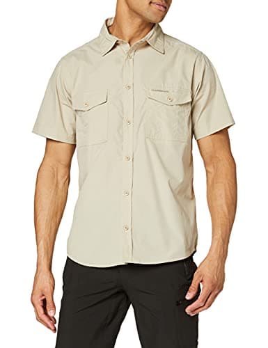 Image of Craghoppers Mens Kiwi Short Sleeve Hiking Shirt, Oatmeal, XL EU