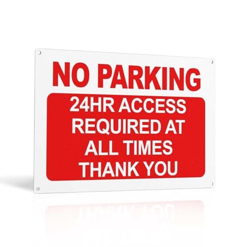 Image of Printara No Parking 24HR Access Required Sign Outdoor - Self-Adhesive 30x20cm Durable PVC, with 4 Pre-Drilled Holes, Weatherproof Outdoor Warning for Private Driveway, Garage & Business Entrance
