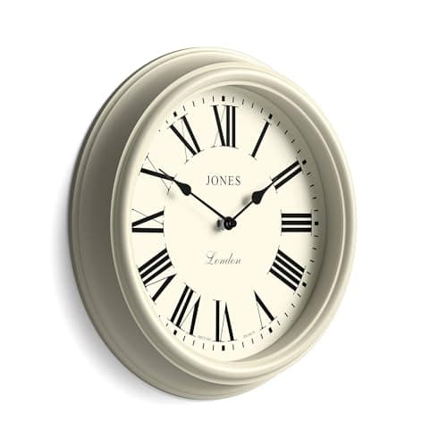 Image of Jones Clocks® Venetian wall clock | Classic round clock | 30cm | Pale cream | Roman numerals | Traditional design ideal for kitchen, living room or bedroom