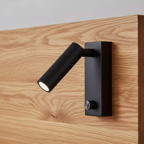 Image of Ultra Beam Lighting Black Dimmable LED Bedside Reading Light – 5W Warm White 3000K, Fully Adjustable Wall‑Mounted Reading Lamp with Rotary Dimmer Switch