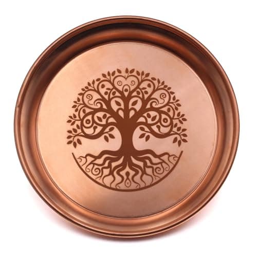 Image of Copper Offering Bowl Ritual Plate Great for Altar,Incense Burner, smudging Bowl, Offering Dish,Candle Trays, Ash Catcher,Jewelry Dish(Life Tree)