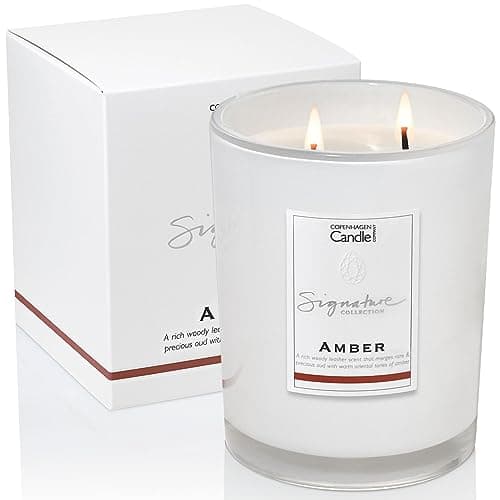 Image of Luxury Scented Candles Gifts for Women | Natural Wax Blend | 65 Hours Burn time | Hotel Collection | The Copenhagen Company - Amber (21oz)