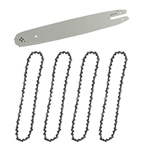 Image of 14" Chainsaw Guide Bar & 4-Pack Saw Chains, 35cm Guide Bar, Replacement Chain Saw Chains - 3/8" Pitch - 50 Driver Links - 0.050"(1.3mm) Gauge
