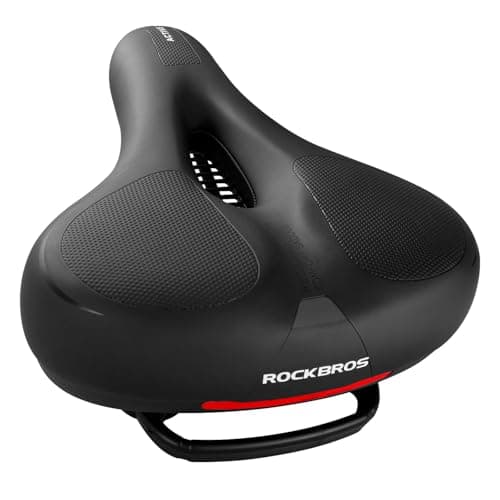 Image of ROCKBROS Gel Bike Seat Cushion Wide Soft Comfortable Bicycle Saddle Shockproof Breathable Mountain Bicycle Seat, Fits Mtb Folding Road City Exercise Bikes Black