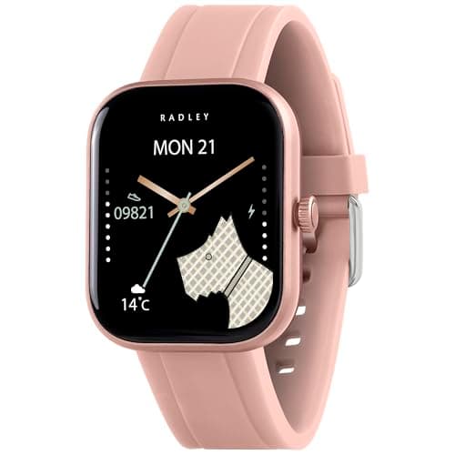 Image of RADLEY Series 55 Smart Watch for Women with Hands-Free Calling, 1.75'' Touch Screen, Step Count, SOS Feature,Health Fitness Tracker, Heart Rate Monitor, Music Control, Pink Silicone Strap