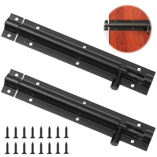 Image of 2 Pack Heavy Duty Tower Bolt Black(8"), Gate Bolt, 200mm Strong Black Coated Door Barrel Bolts, Sliding Bolts Lock for Increasing Security on Garden,Tard Gates & Shed Doors