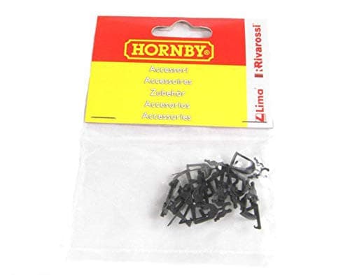 Image of Hornby R8099 Coupling Assemblies Plastic Spare Parts and Train Accessories for Hornby OO Gauge Model Railway Sets, Coupling and Modelling Tools - Couplings (Pack of 10), Scale 1:76 , Black