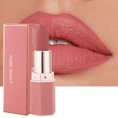 Image of Matte Lipsticks for Women Long Lasting - Non Stick Cup Velvet Lip Gloss Lip Stain/Matte Nude Hot Pink Lipstick/Hydrating High Pigmented Smooth Lipsticks for Women Girls (01 Honey peach)