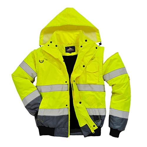 Image of Portwest C465 Hi-Vis 3-in-1 Contrast Bomber Jacket Yellow/Navy, 5X-Large