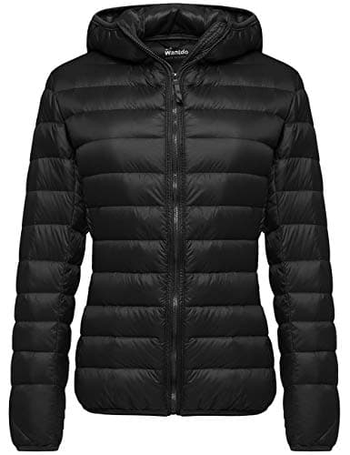 Image of Wantdo Women’s Warm Winter Packable Puffer Down Jacket Lightweight Quilted Padded Hooded Puffer Jacket Windproof Mountain Insulated Jacket Slim Fit Short Outerwear Jacket Black S