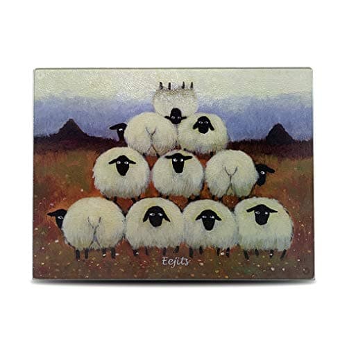 Image of Eejits Glass Chopping Board Table Top Protector by Thomas Joseph - Sheep Gift